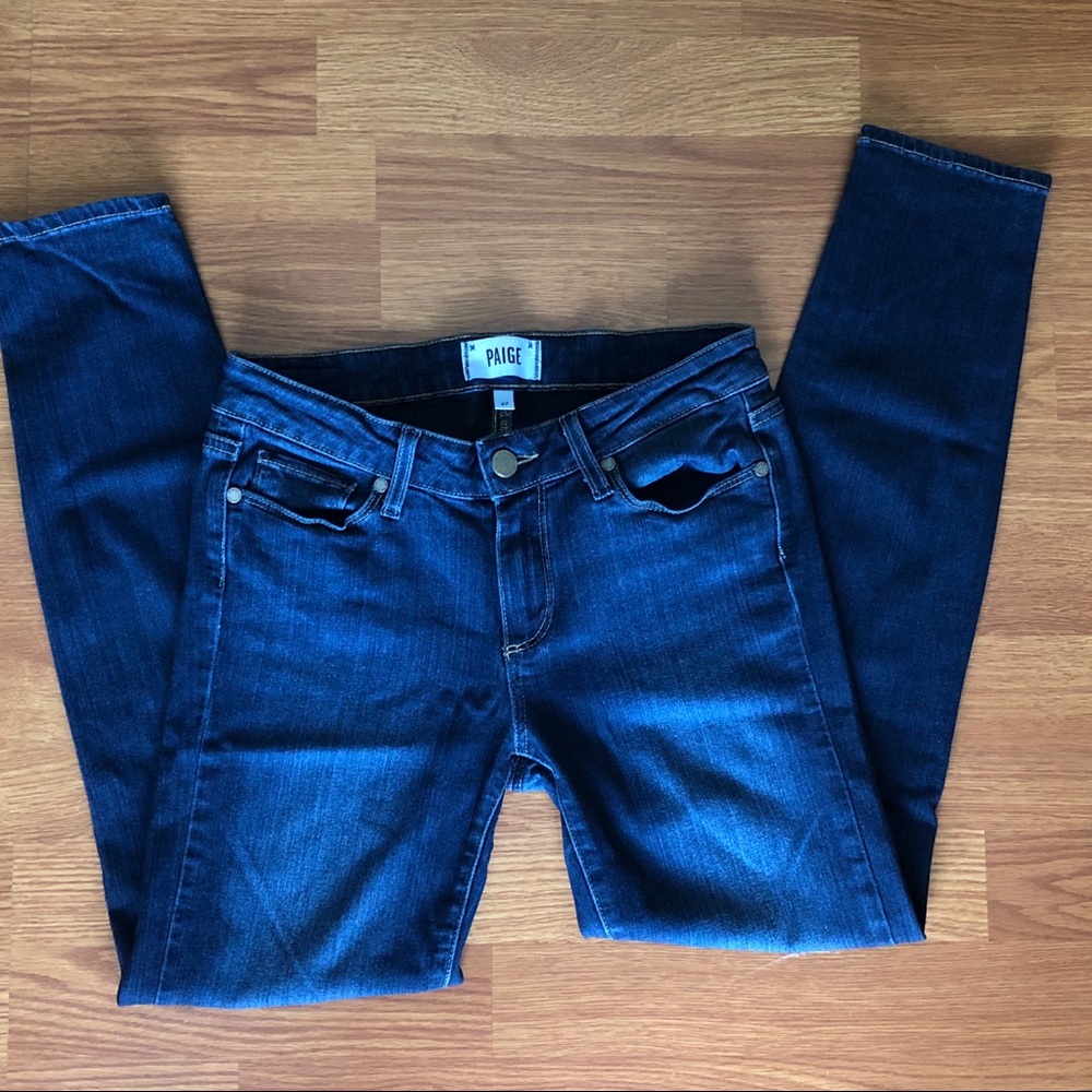 PAIGE 27 Verdugo Ankle Skinny Jeans Dark Blue Wash